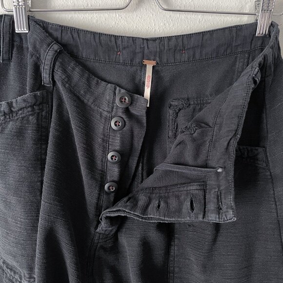 Free People Bay To Breakers Pants Size S Black Barrel Harem Baggy Cargo - Picture 4 of 16